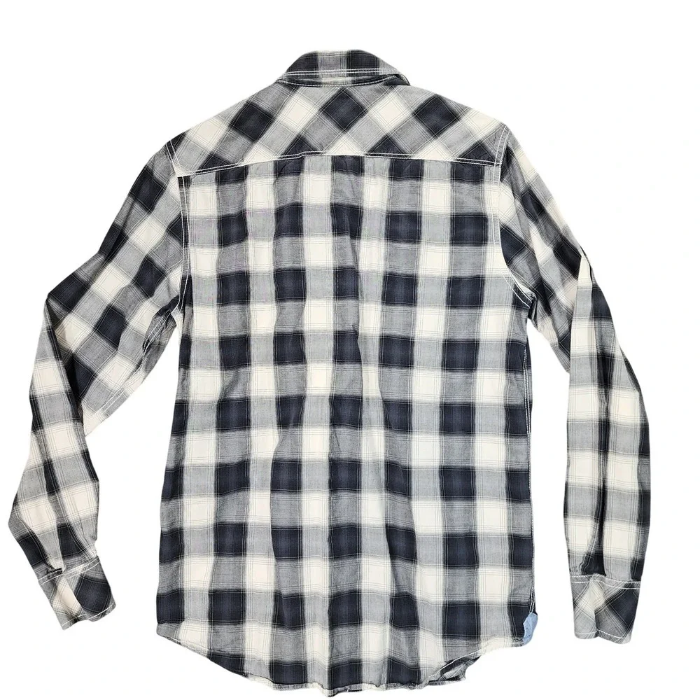 American Rag Cie‎ Button Up Shirts S Men Lot 2 Plaid Blue Black Cowboy Western